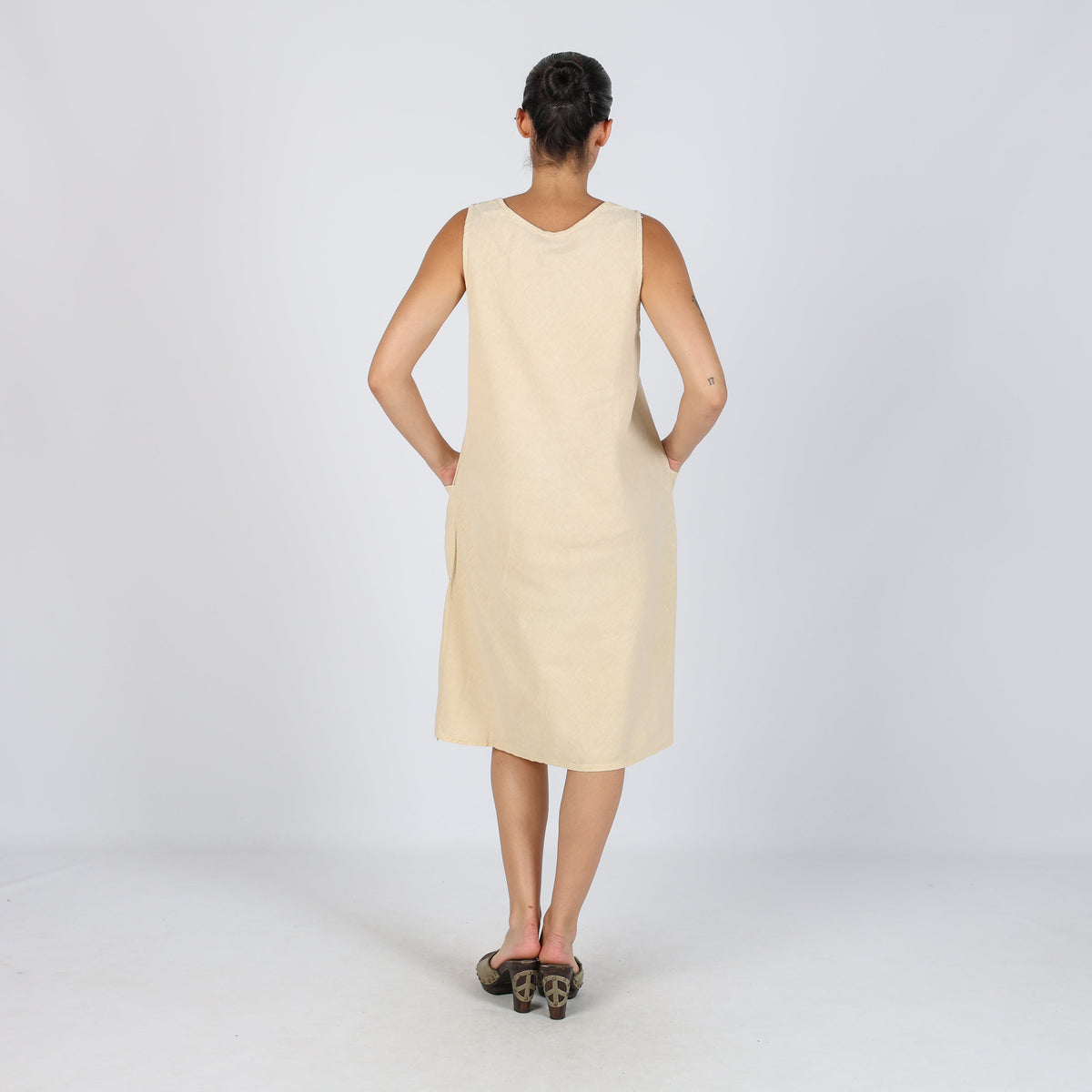 Cream Y2K Woven Midi Dress (M)