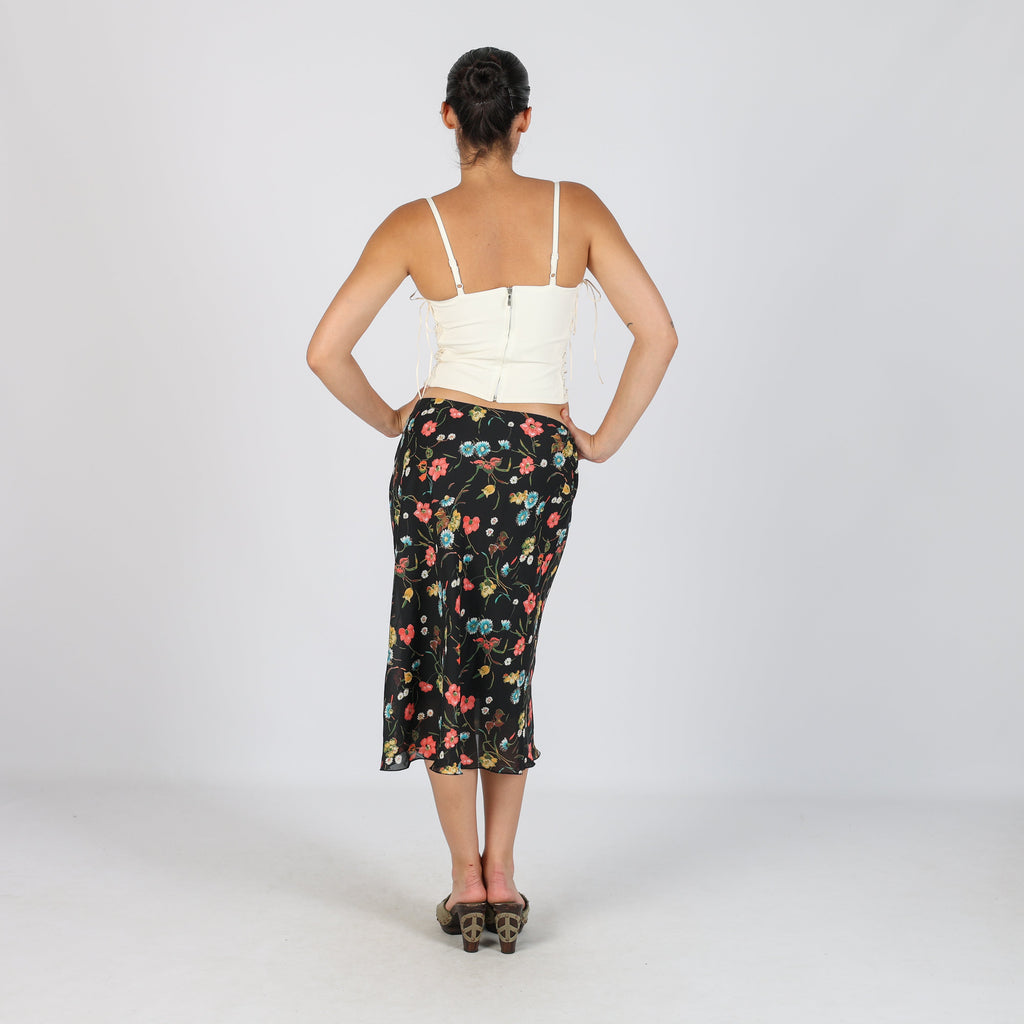 Black Y2K Made in Italy Woven Midi Skirt (S)