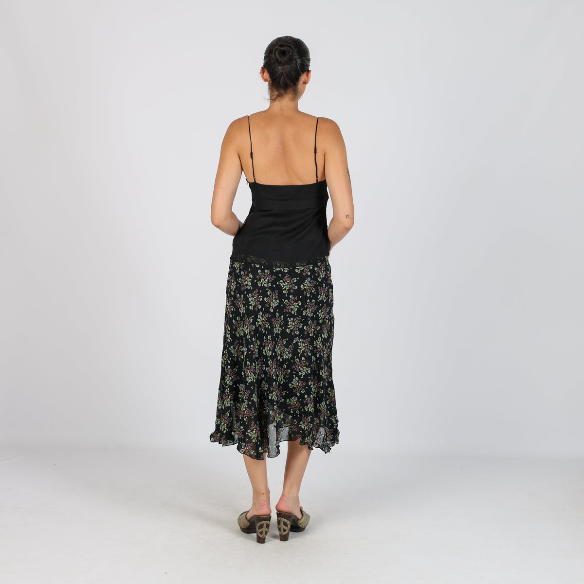 Black Y2K Made in Italy Woven Midi Skirt (XS)