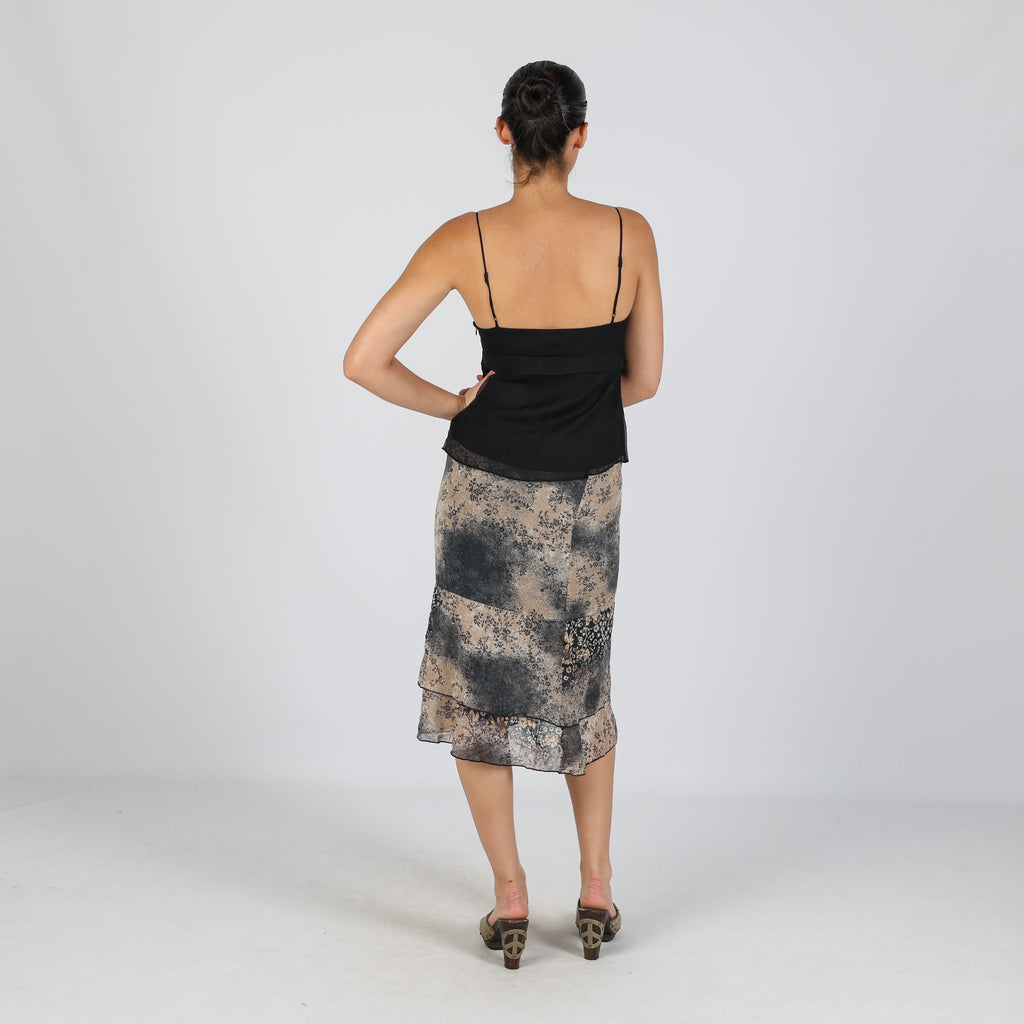 Black Y2K Made in Italy Woven Midi Skirt (XS)