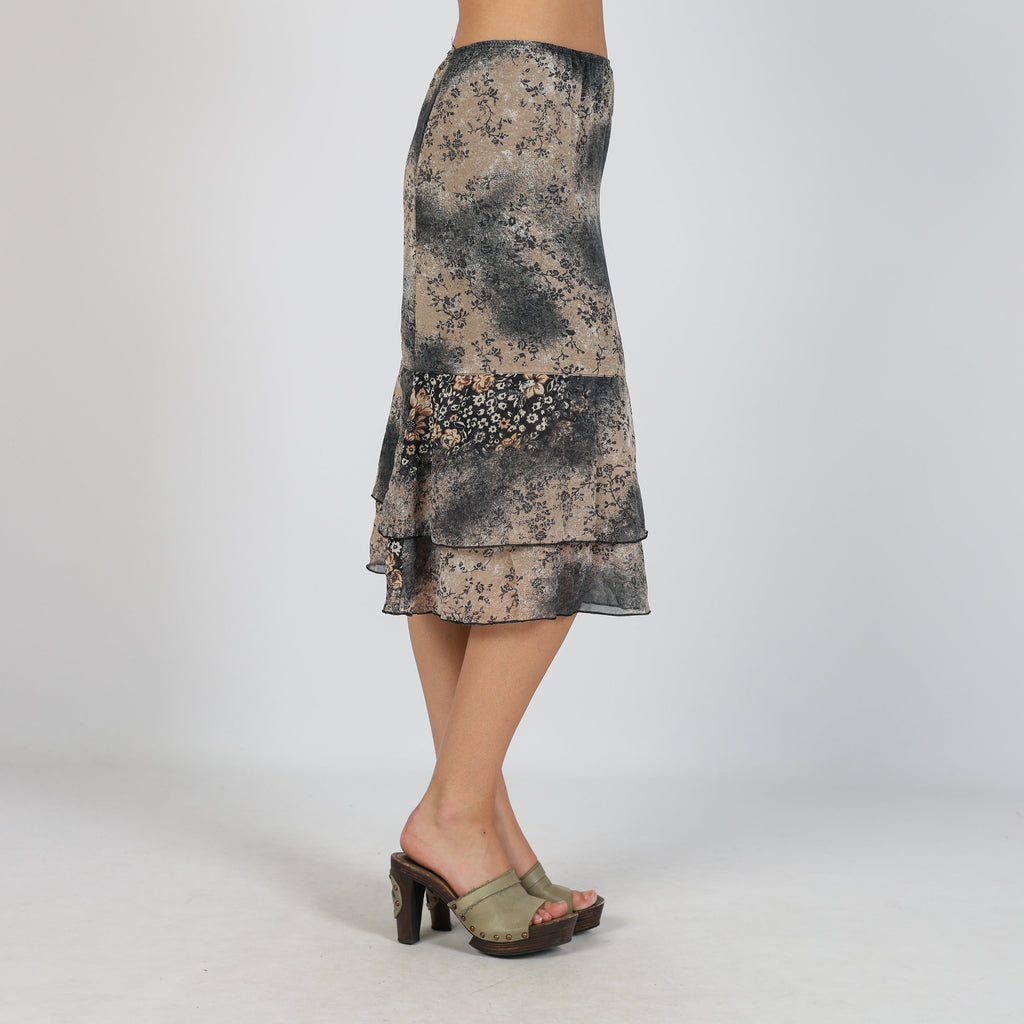 Black Y2K Made in Italy Woven Midi Skirt (XS)