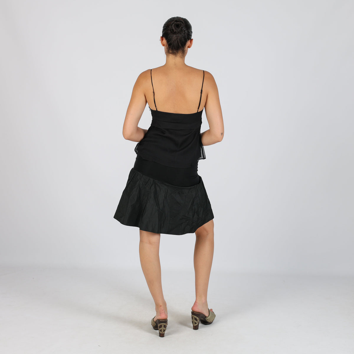 Black Y2K PHARD Woven Midi Skirt (XS)