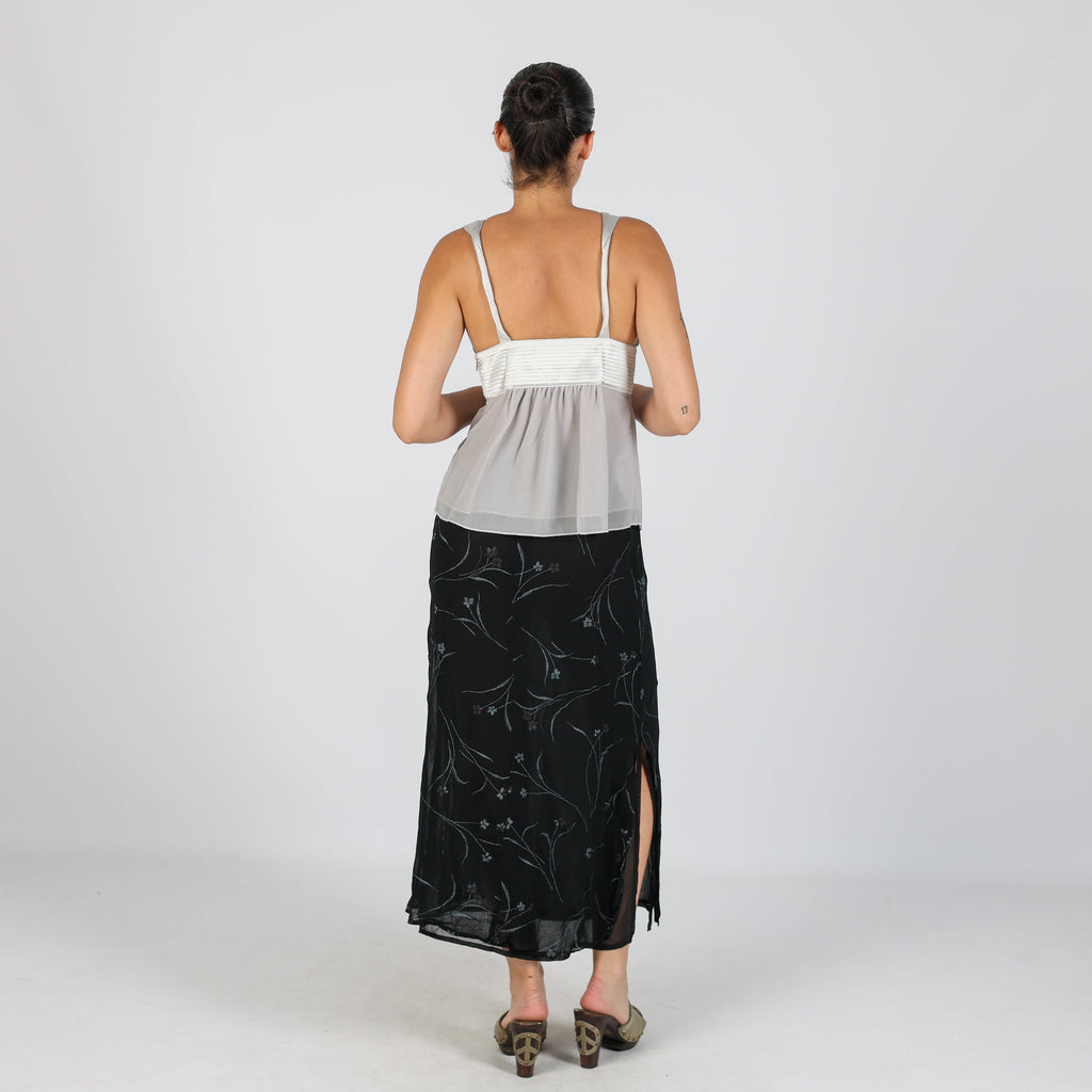 Black Y2K Woven Maxi Skirt (XS)