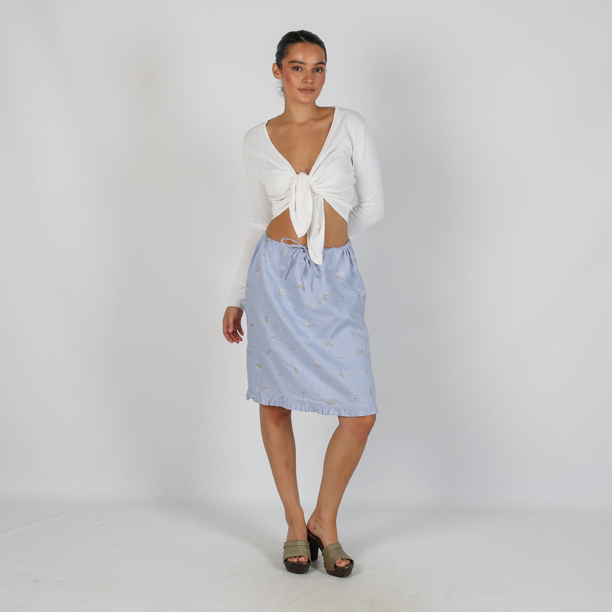 Lilac Purple Y2K Woven Midi Skirt (M)