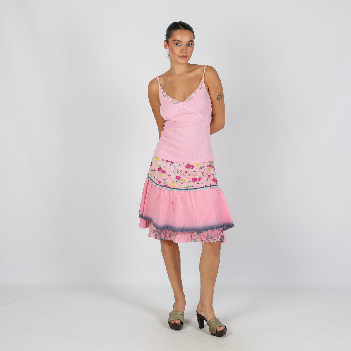 Pink Y2K Replay Woven Midi Skirt (XS)