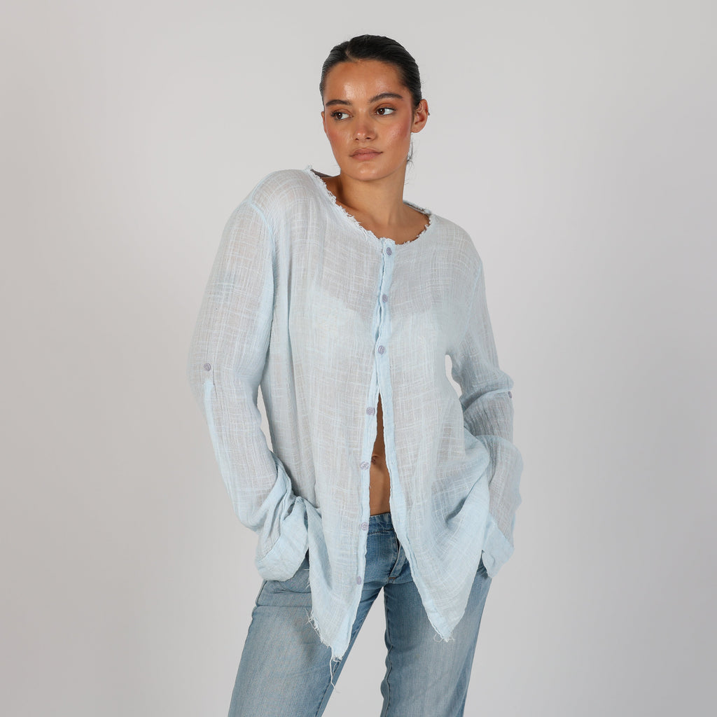 Light Blue Y2K Made in Italy Blouse (L)