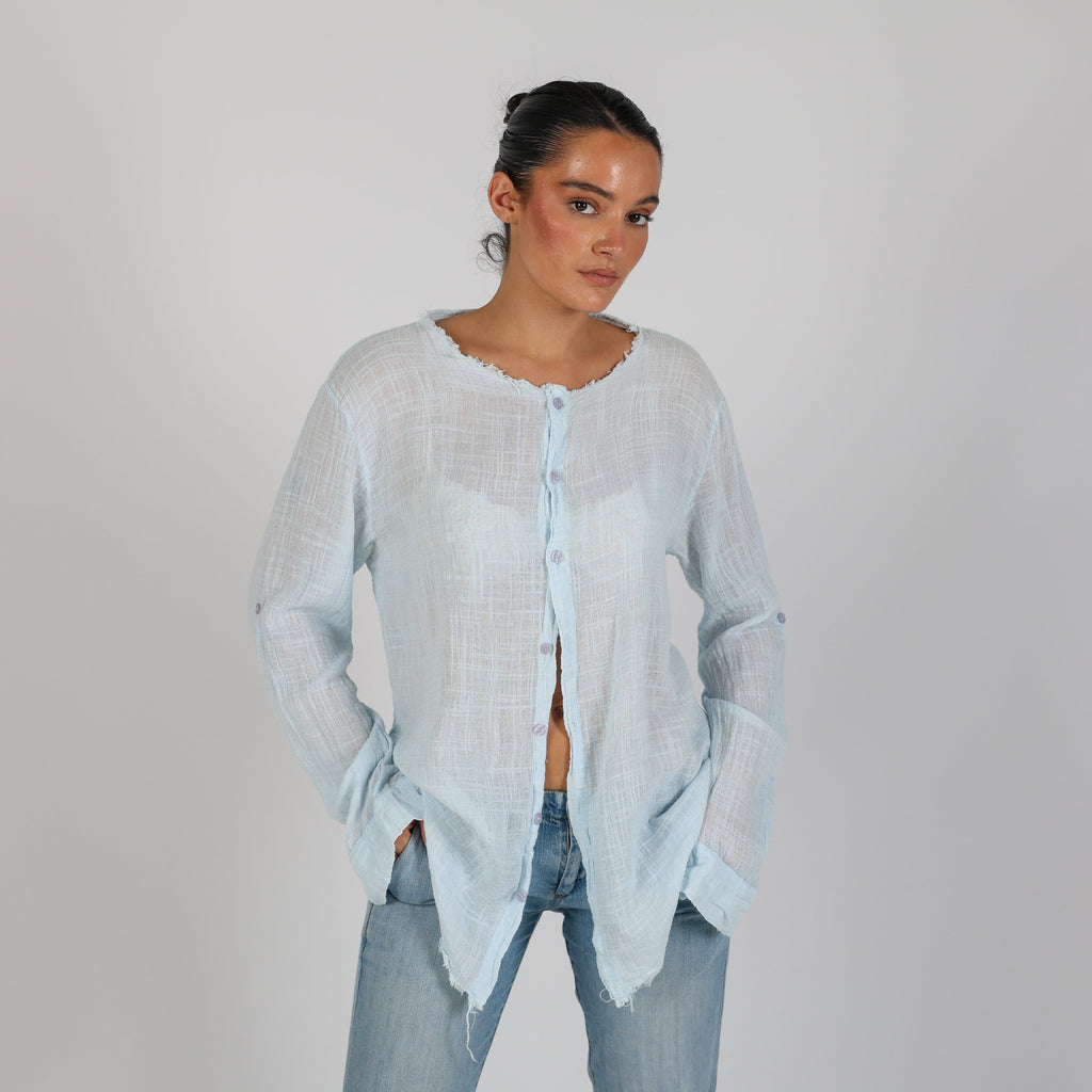 Light Blue Y2K Made in Italy Blouse (L)