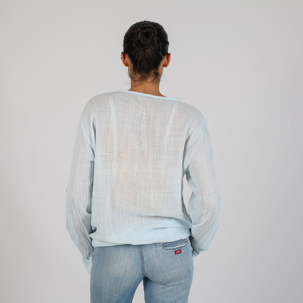 Light Blue Y2K Made in Italy Blouse (L)