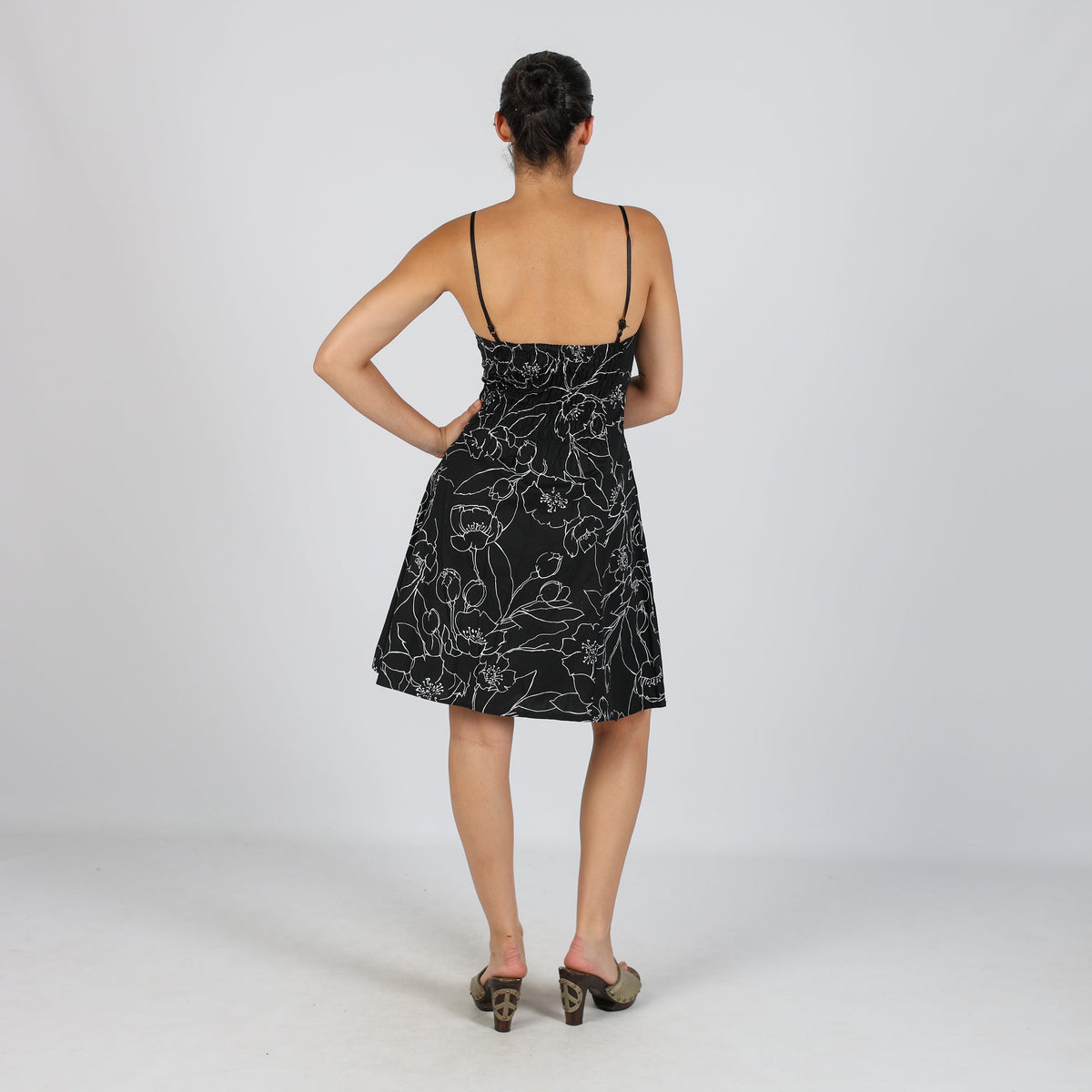 Black Y2K Made in Italy Woven Midi Dress (S)