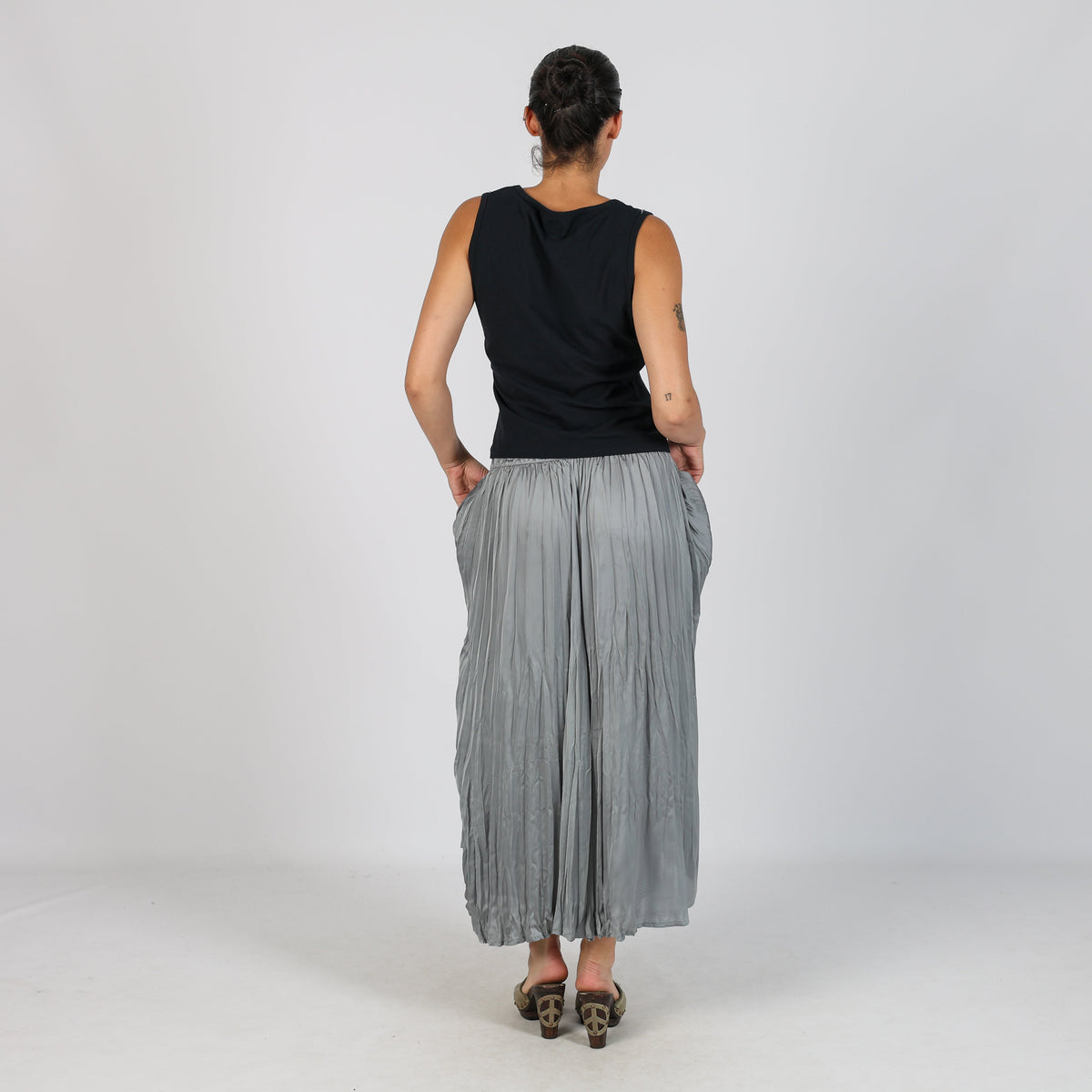 Grey Y2K Woven Maxi Skirt (S)
