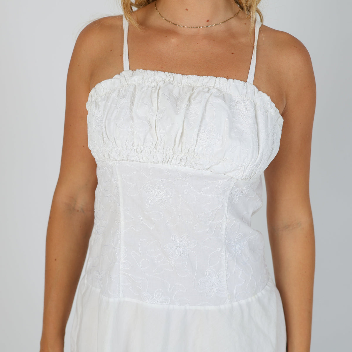 Ivory Y2K Made in Italy Woven Midi Dress (S)