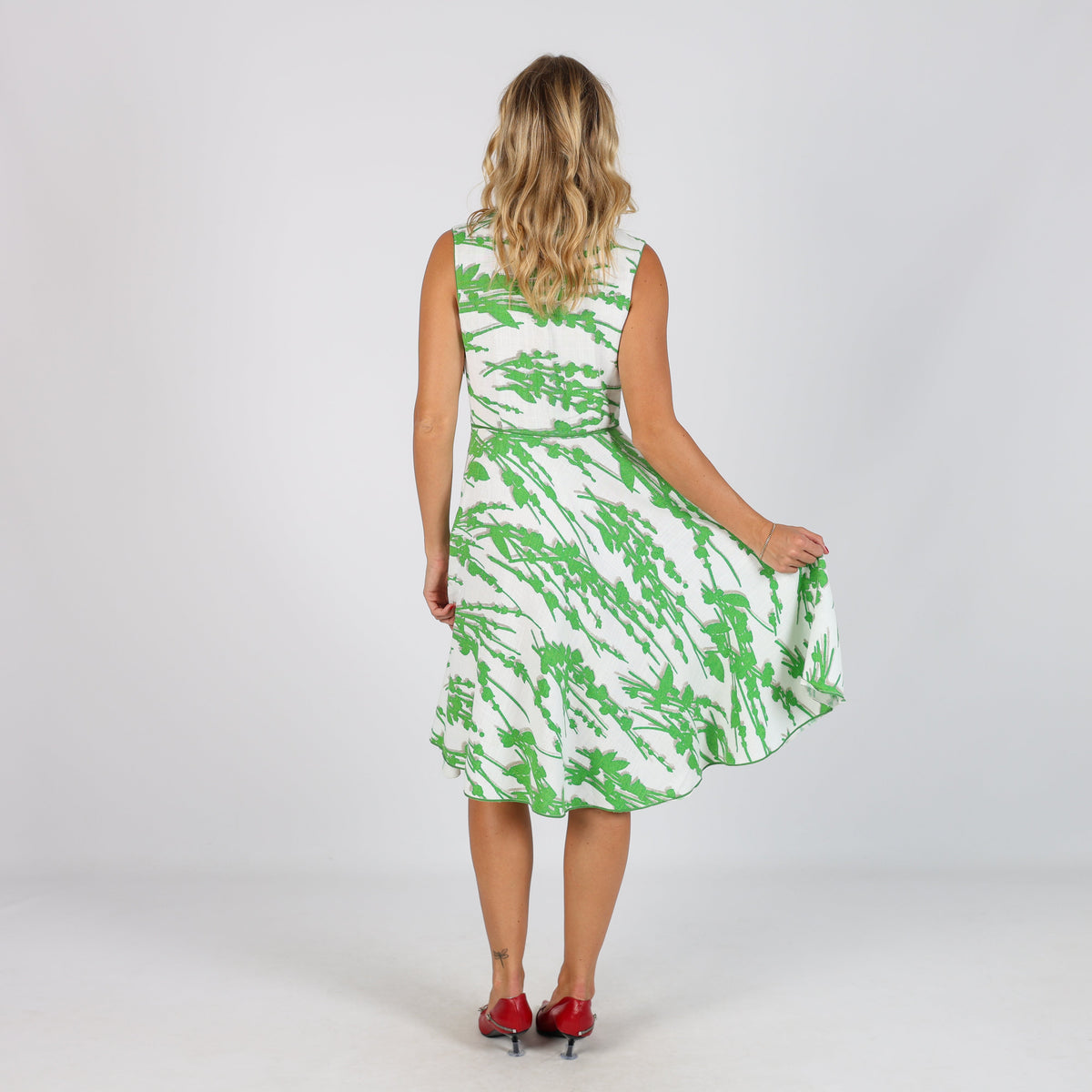 White Y2K Made in Italy Woven Midi Dress (S)