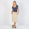 Beige Y2K Max Mara Woven Midi Skirt (8)