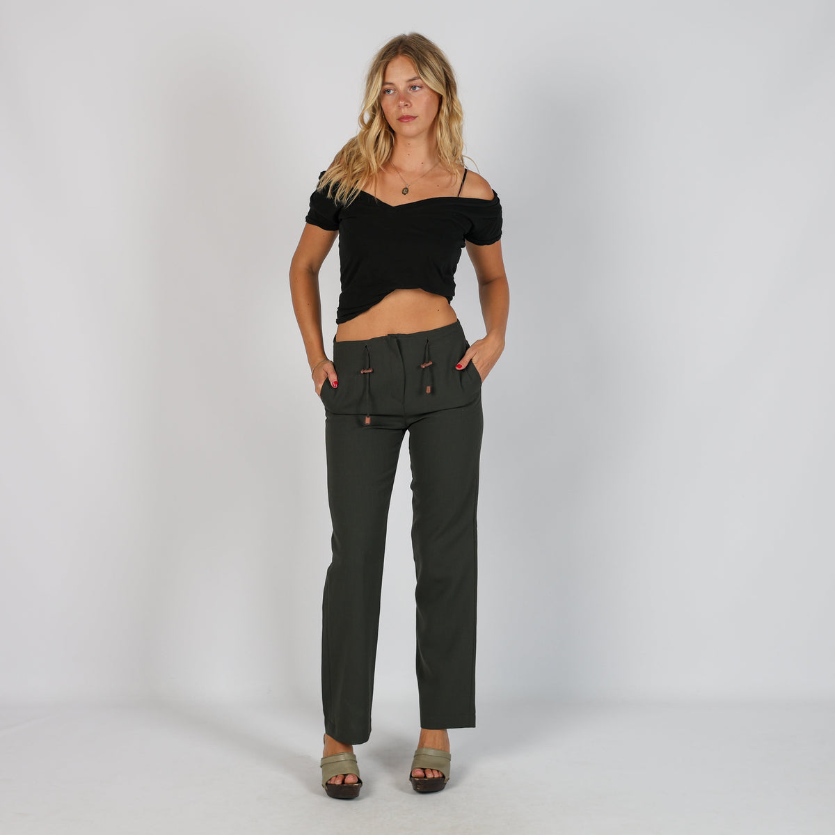 Dark Green Y2K Casual Trousers (S)