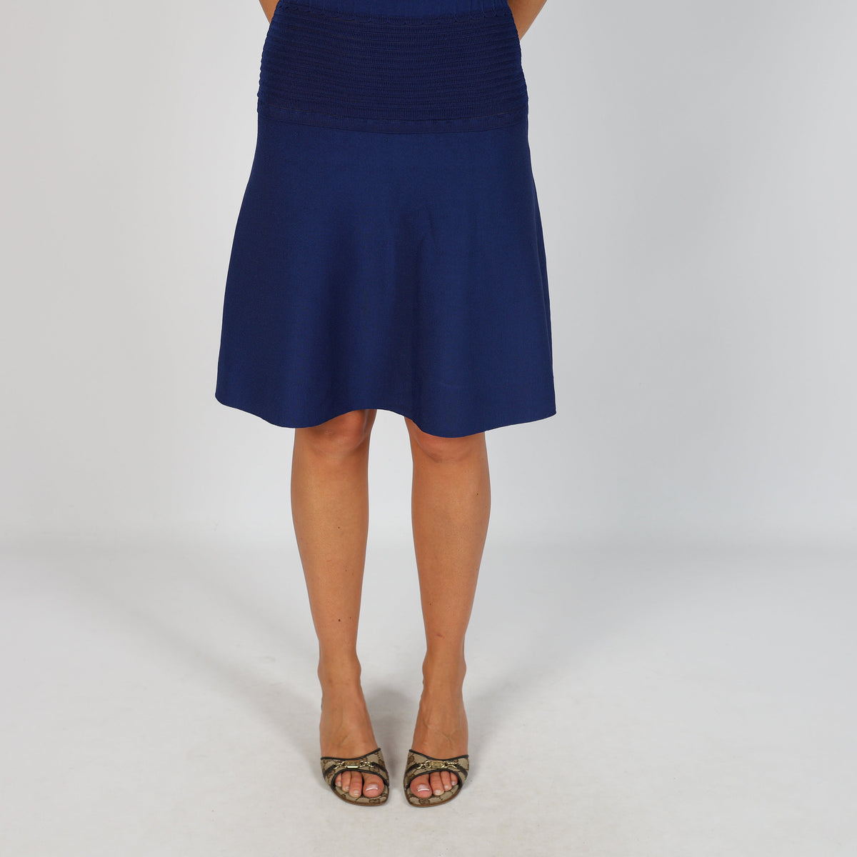 Navy Blue Y2K Luisa Spagnoli Woven Midi Dress (S)