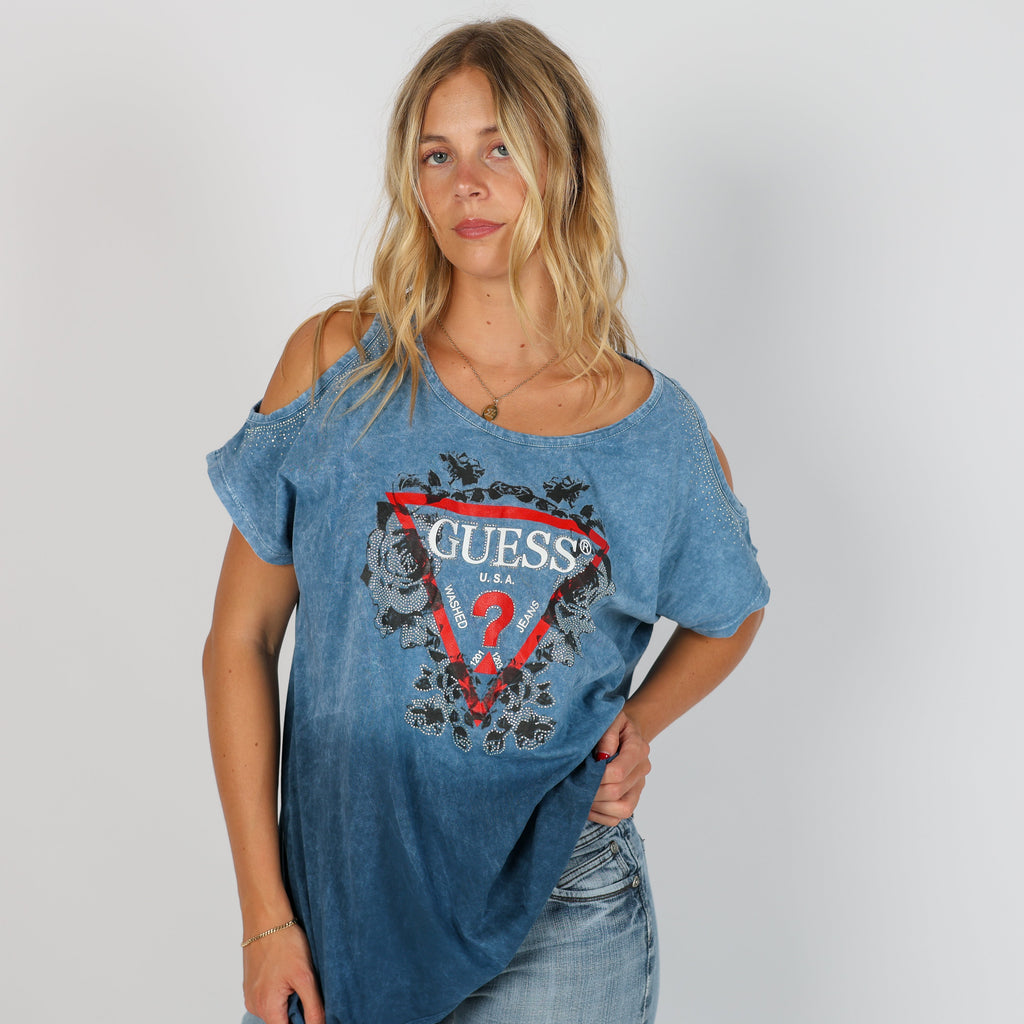 Blue Y2K Guess Woven Top (L)
