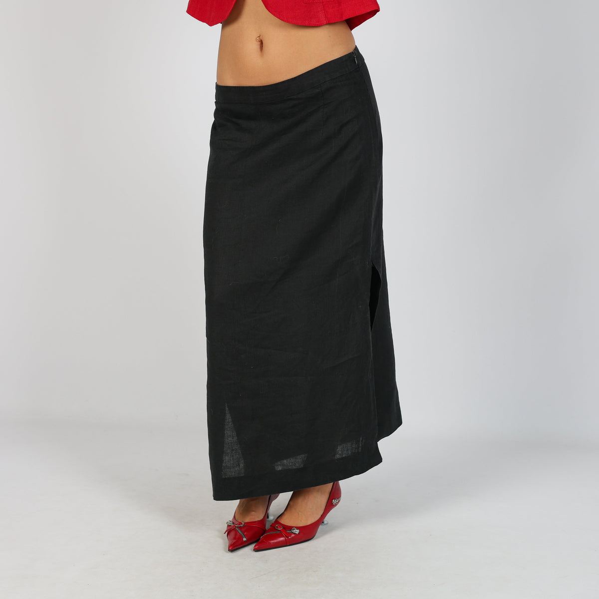 Black Y2K AndreaMare Woven Maxi Skirt (S)