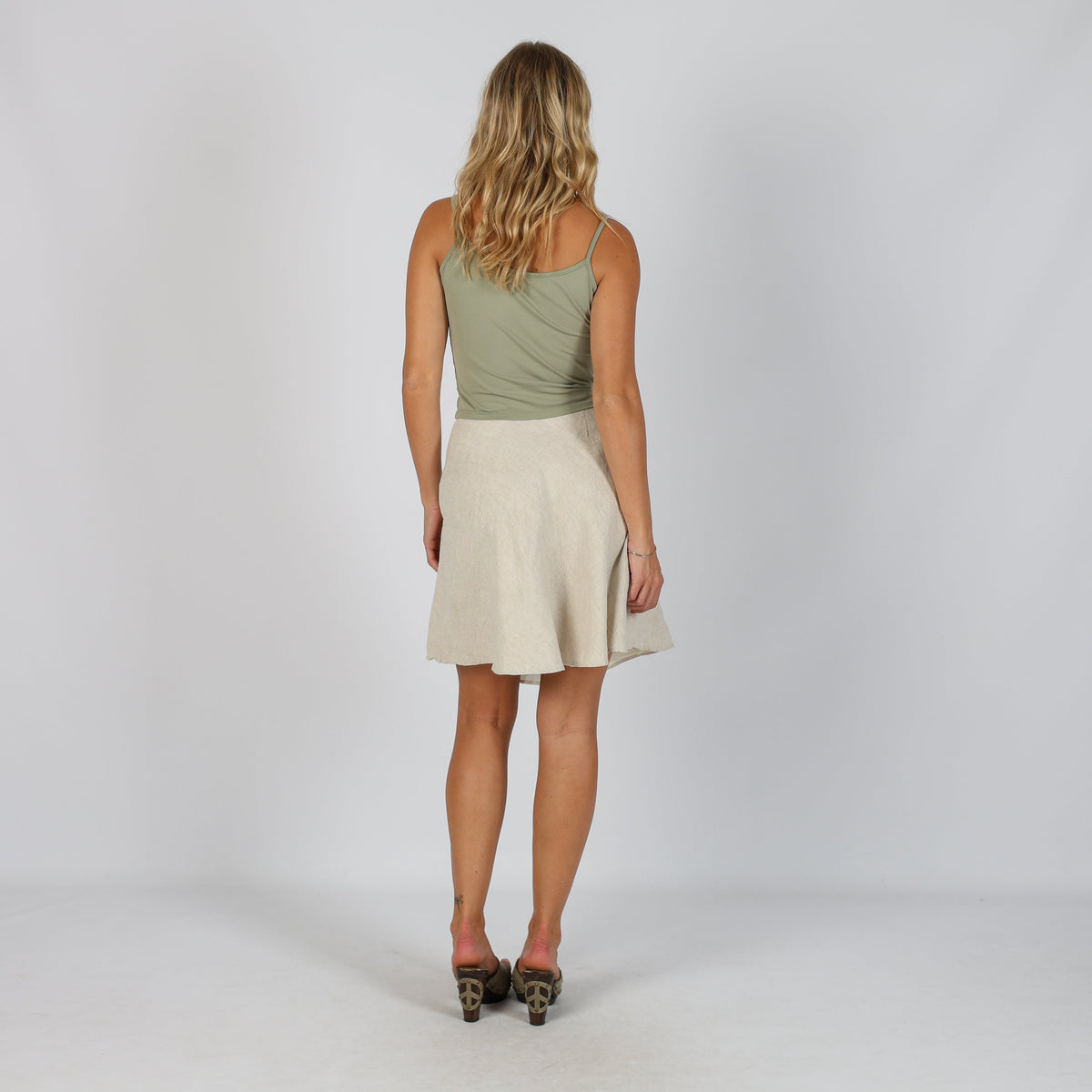 Beige Y2K Made in Italy Woven Mini Skirt Serena (XXS)