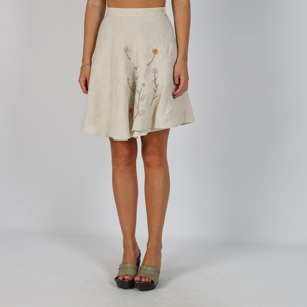Beige Y2K Made in Italy Woven Mini Skirt Serena (XXS)