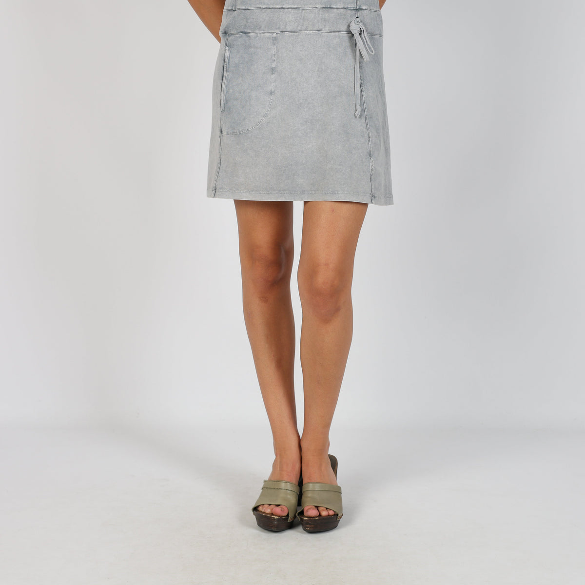 Light Grey Y2K Woven Mini Dress (M)