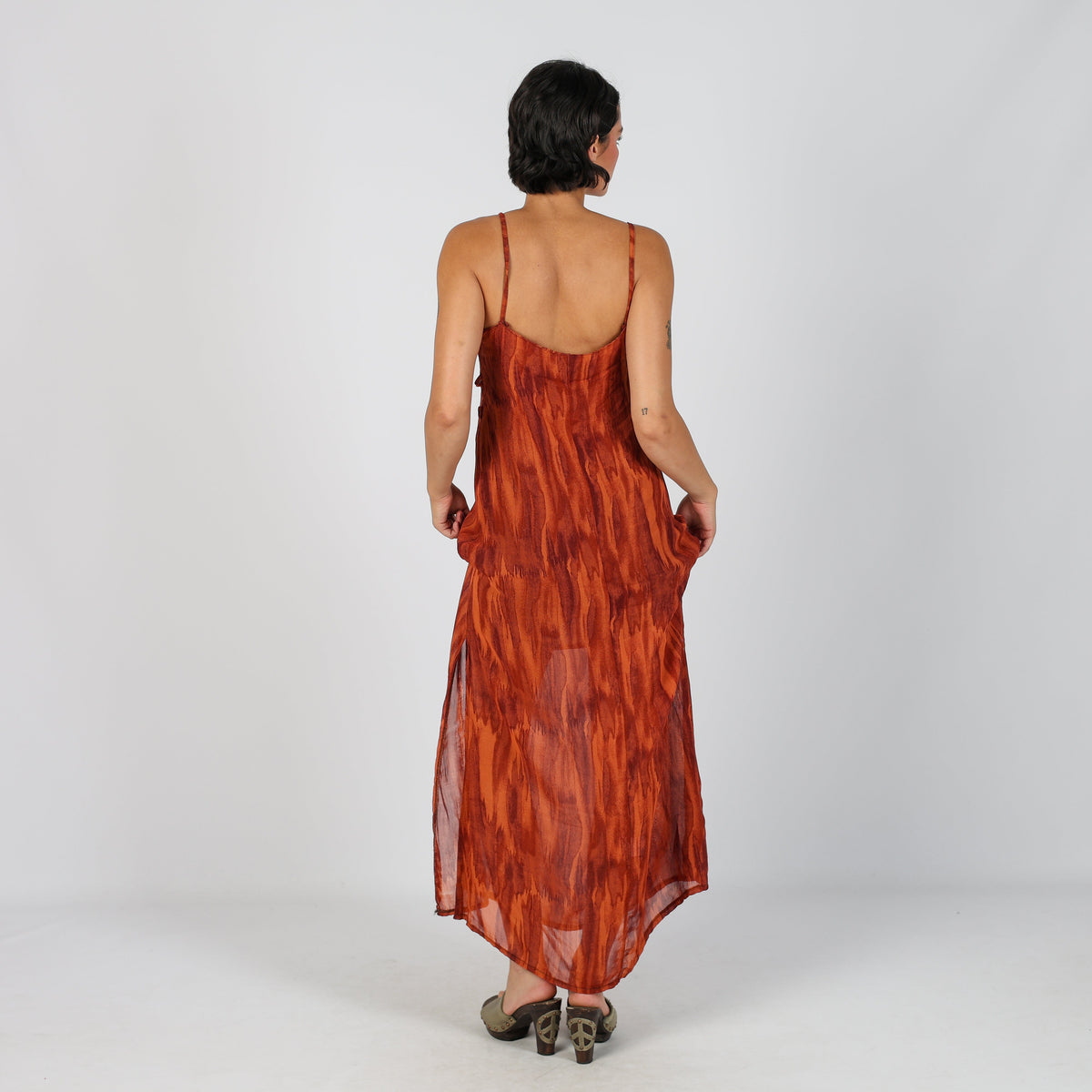 Bronze Y2K Woven Maxi Dress (S)