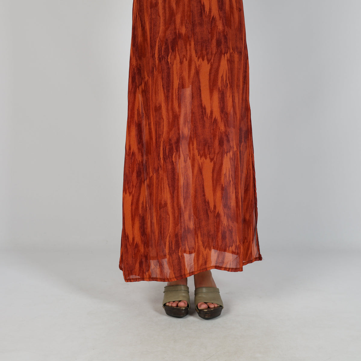 Bronze Y2K Woven Maxi Dress (S)