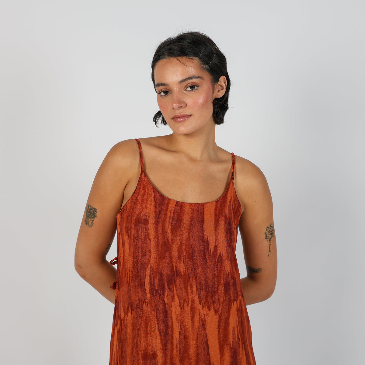 Bronze Y2K Woven Maxi Dress (S)