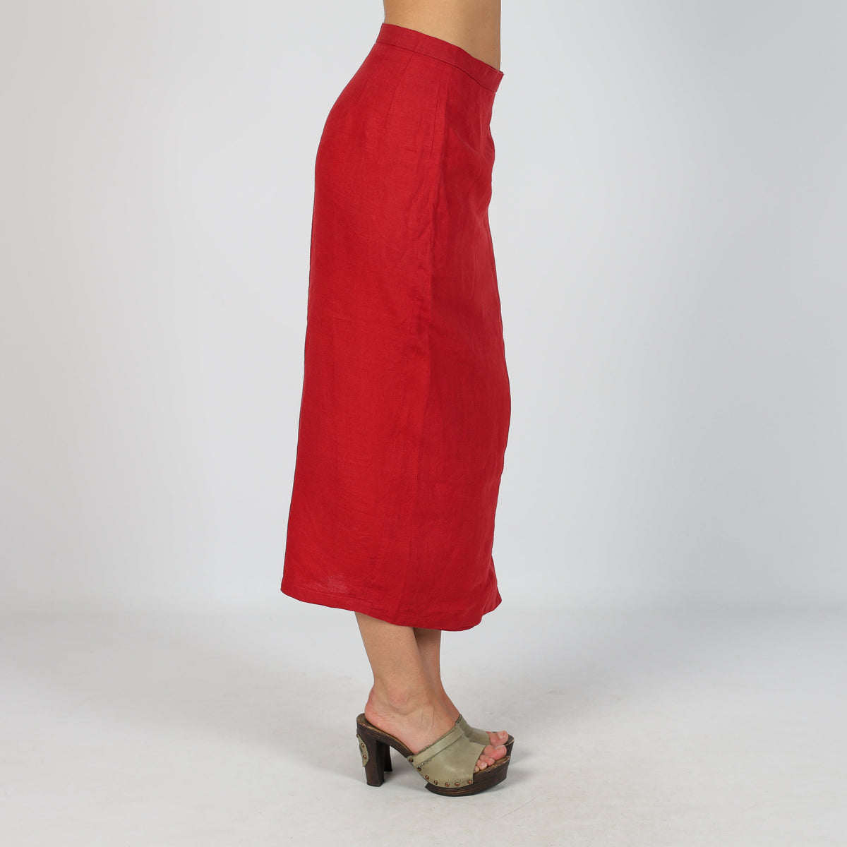 Red Y2K Woven Maxi Skirt (S)