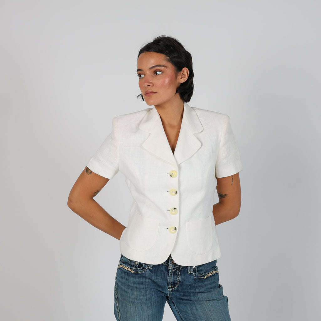 Cream Y2K Made in Italy Woven Jacket (M)