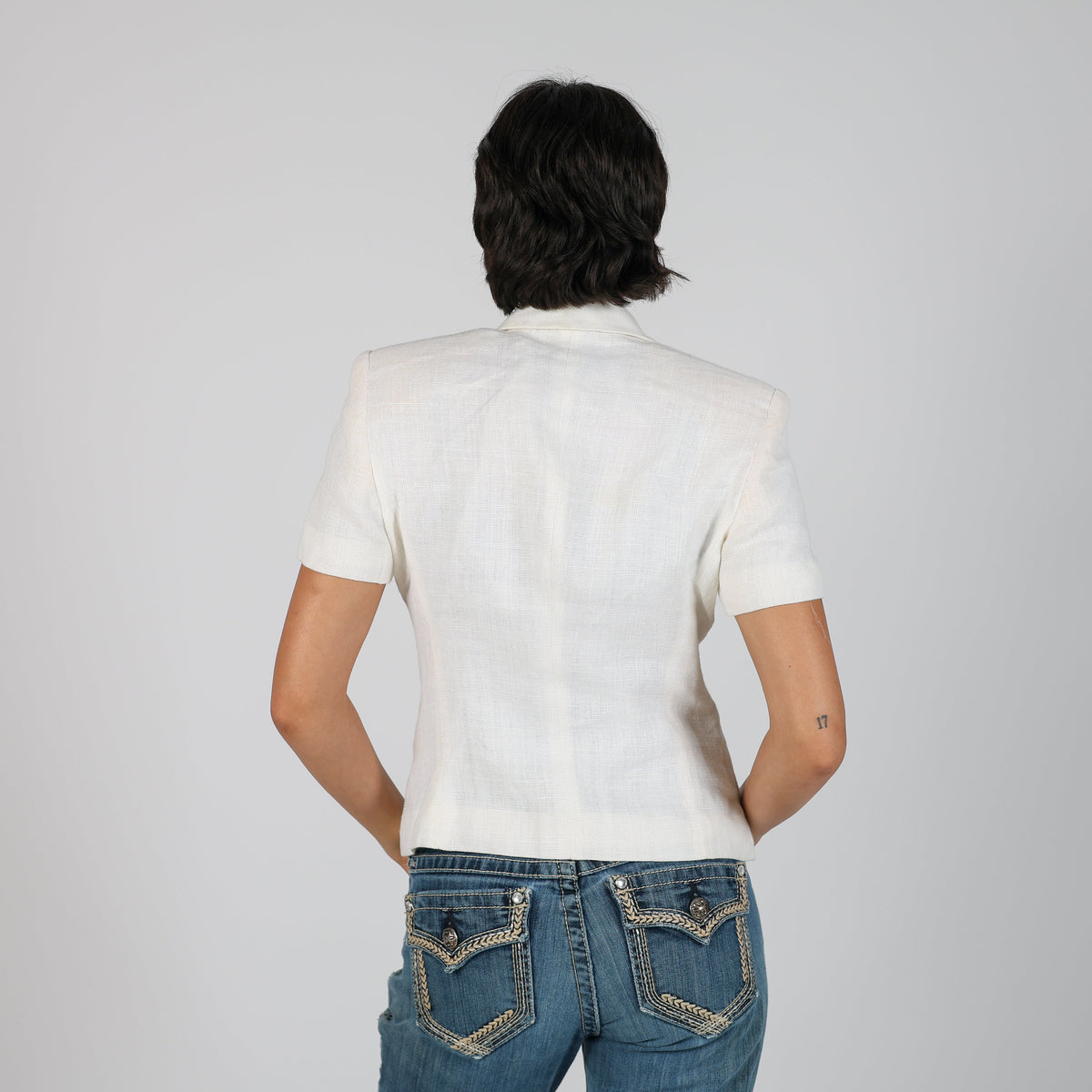 Cream Y2K Made in Italy Woven Jacket (M)