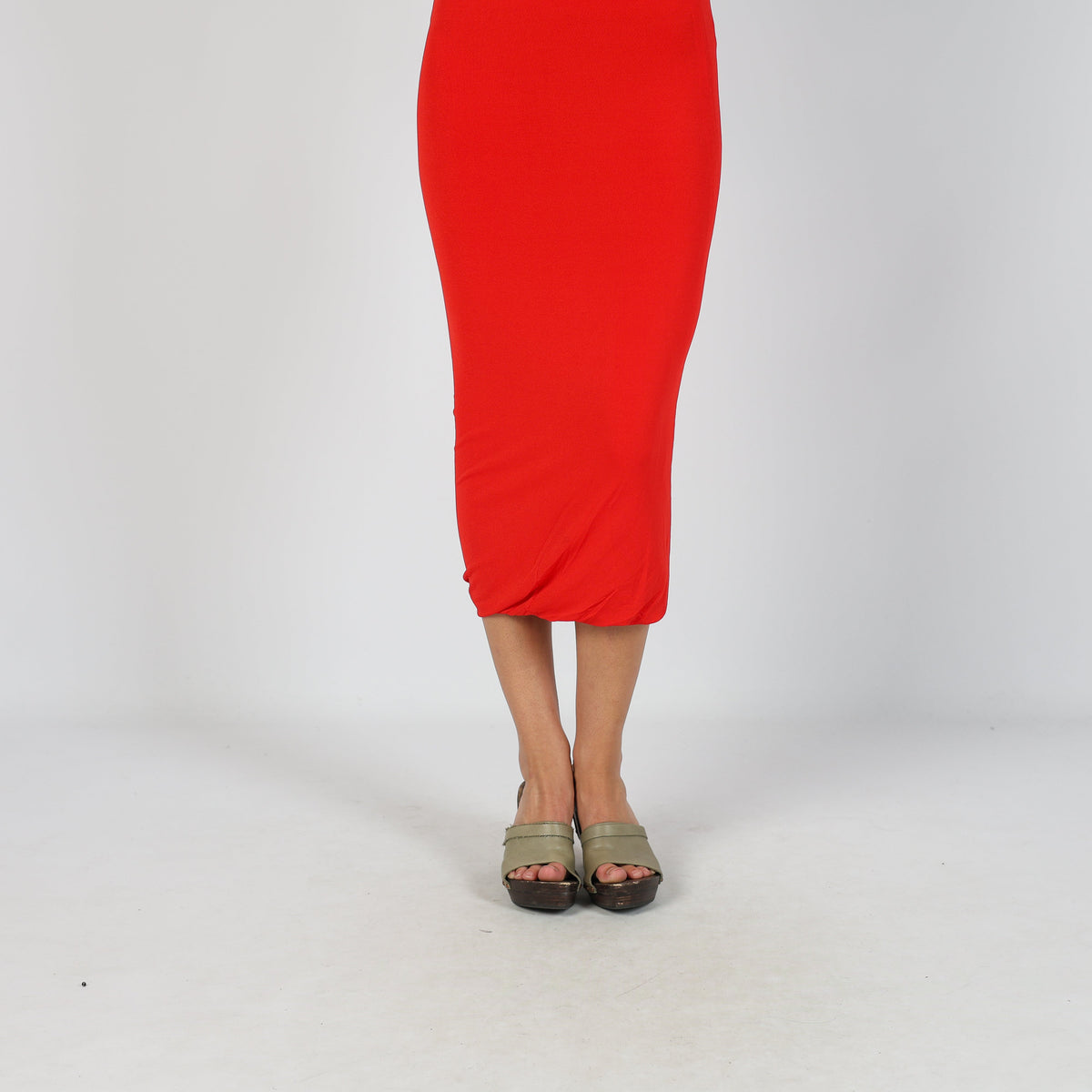 Red Y2K Woven Midi Dress Bandeau (XS)
