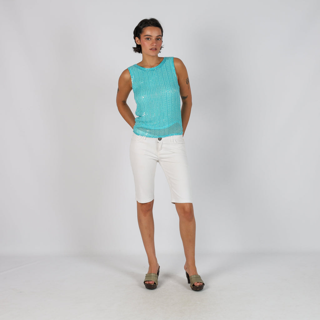 Cream Y2K Denim Shorts (S)
