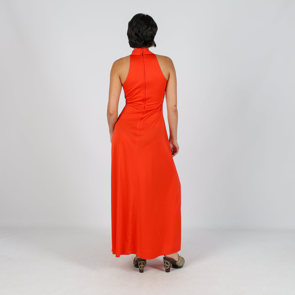 Red Y2K Woven Maxi Dress (S)