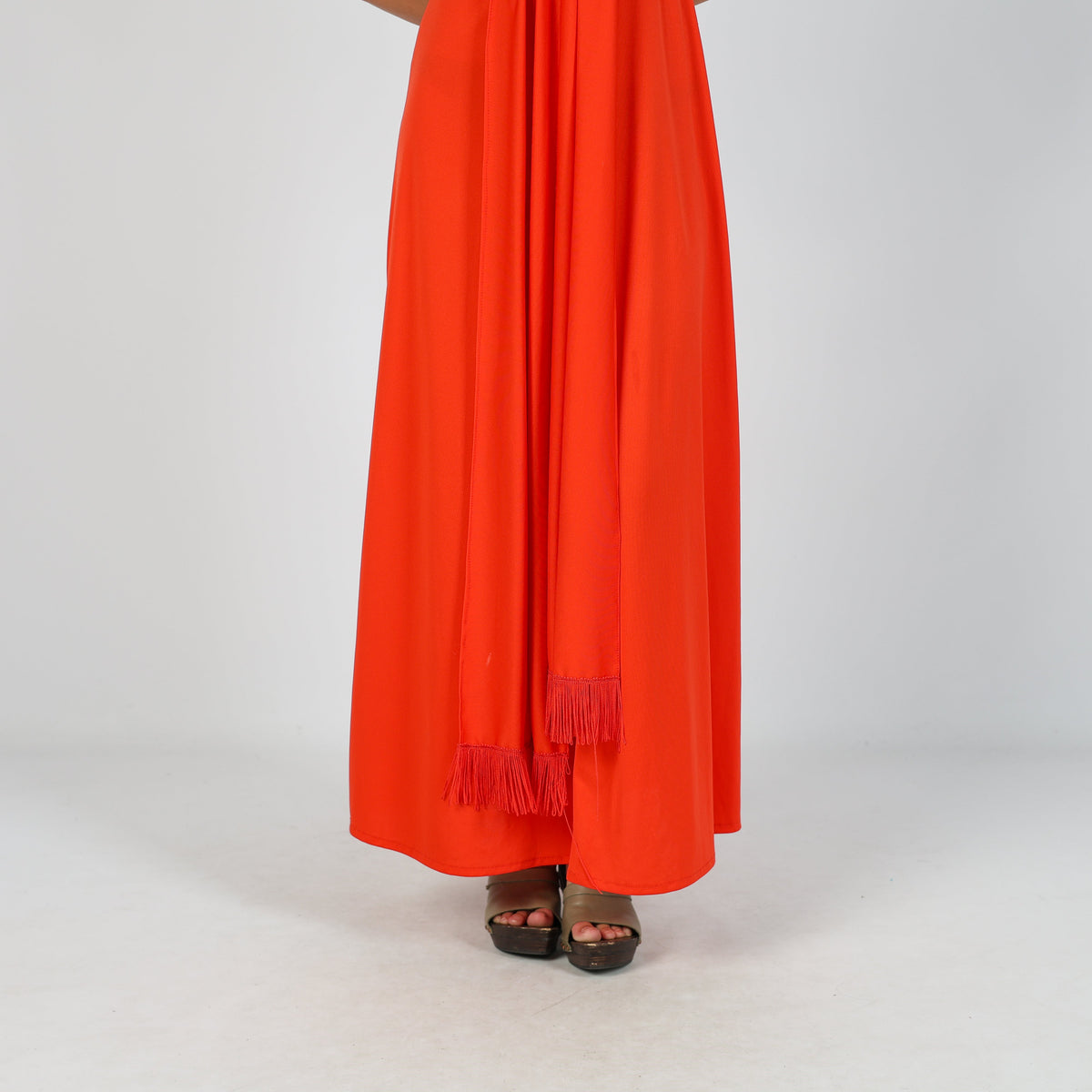Red Y2K Woven Maxi Dress (S)