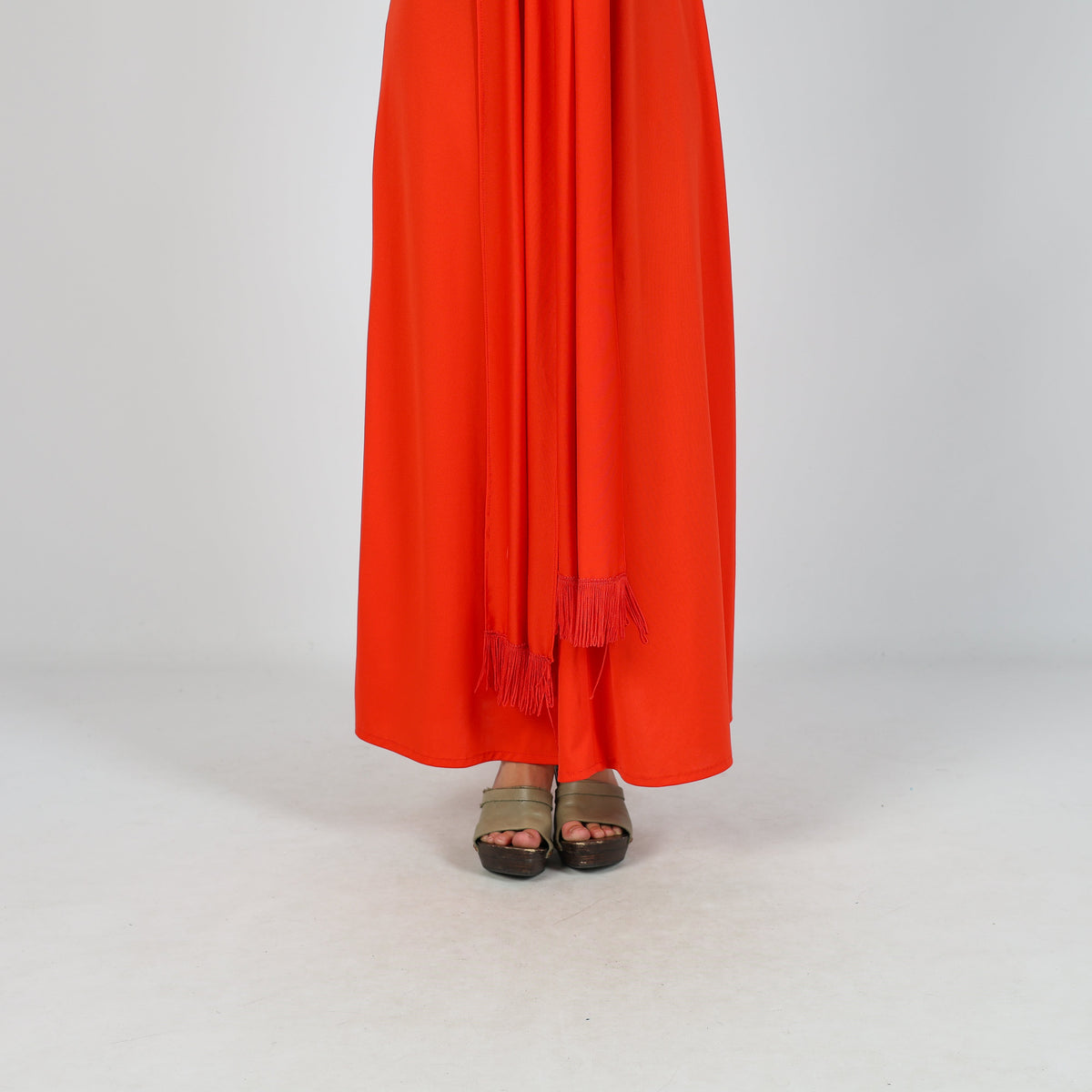 Red Y2K Woven Maxi Dress (S)