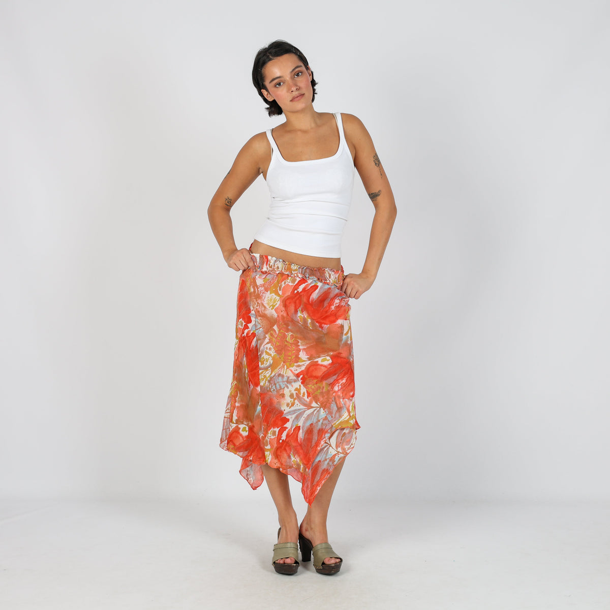 Multicoloured Y2K Made in Italy Woven Midi Skirt (S)