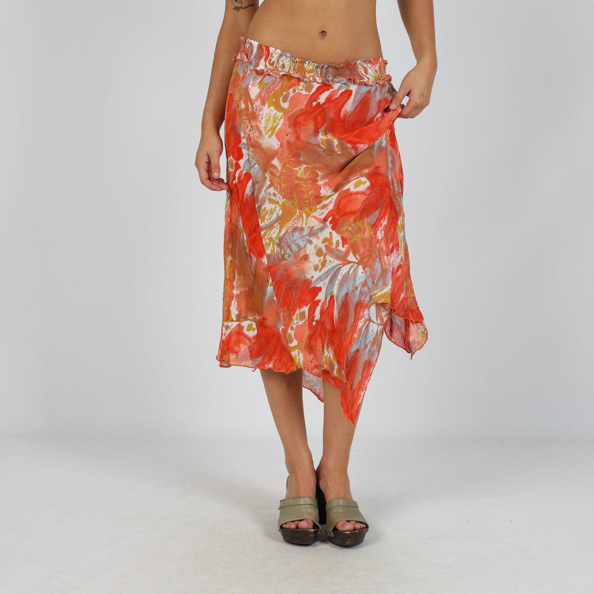 Multicoloured Y2K Made in Italy Woven Midi Skirt (S)
