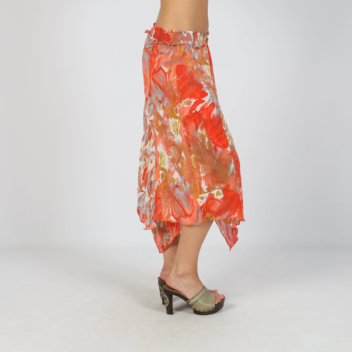 Multicoloured Y2K Made in Italy Woven Midi Skirt (S)