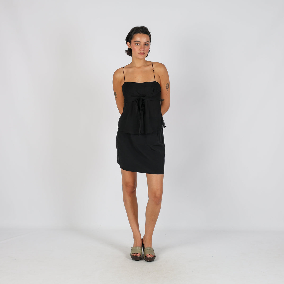 Black Y2K Made in Italy Woven Mini Skirt (XS)