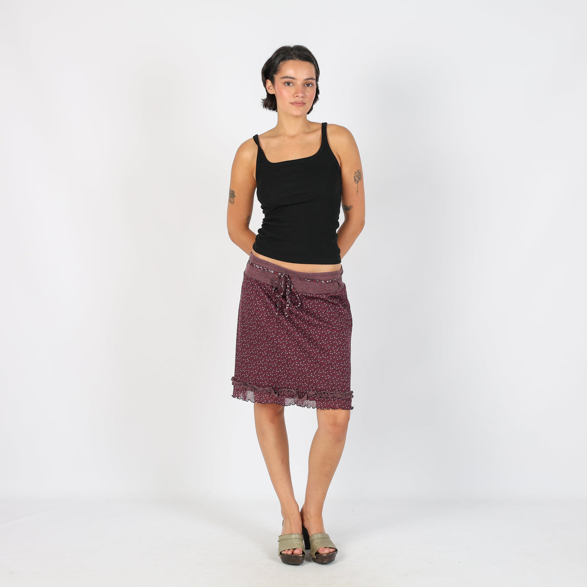 Purple Y2K Woven Midi Skirt (M)