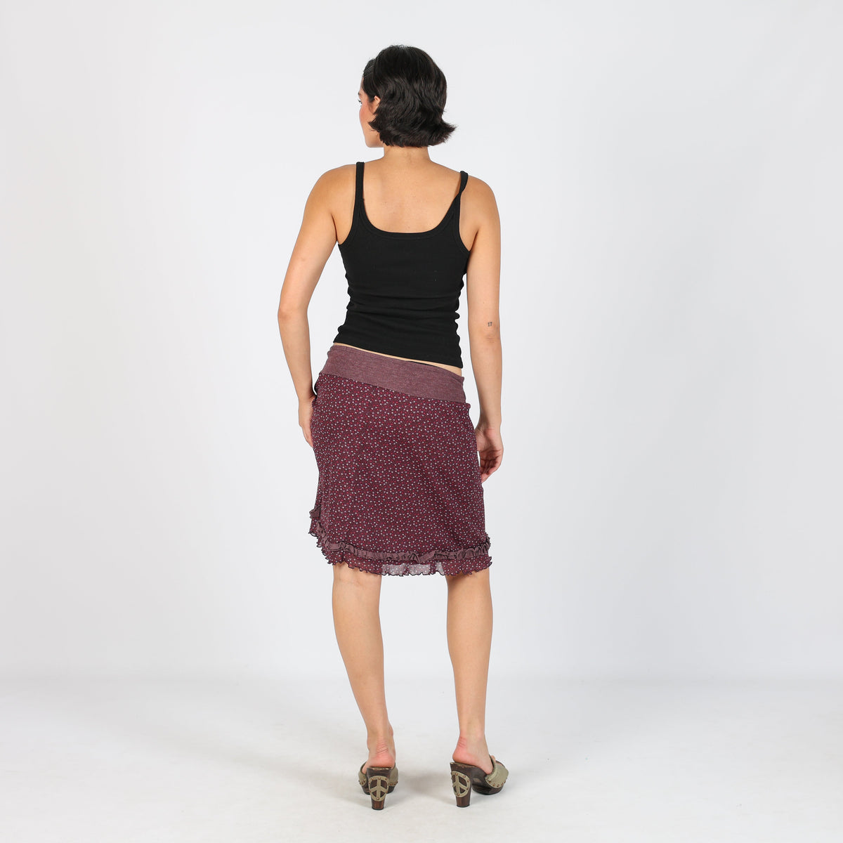 Purple Y2K Woven Midi Skirt (M)