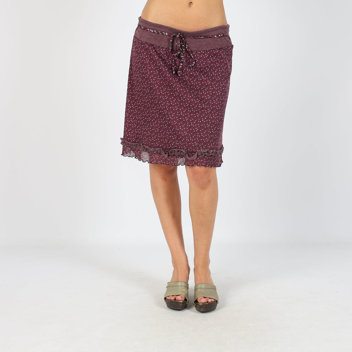 Purple Y2K Woven Midi Skirt (M)