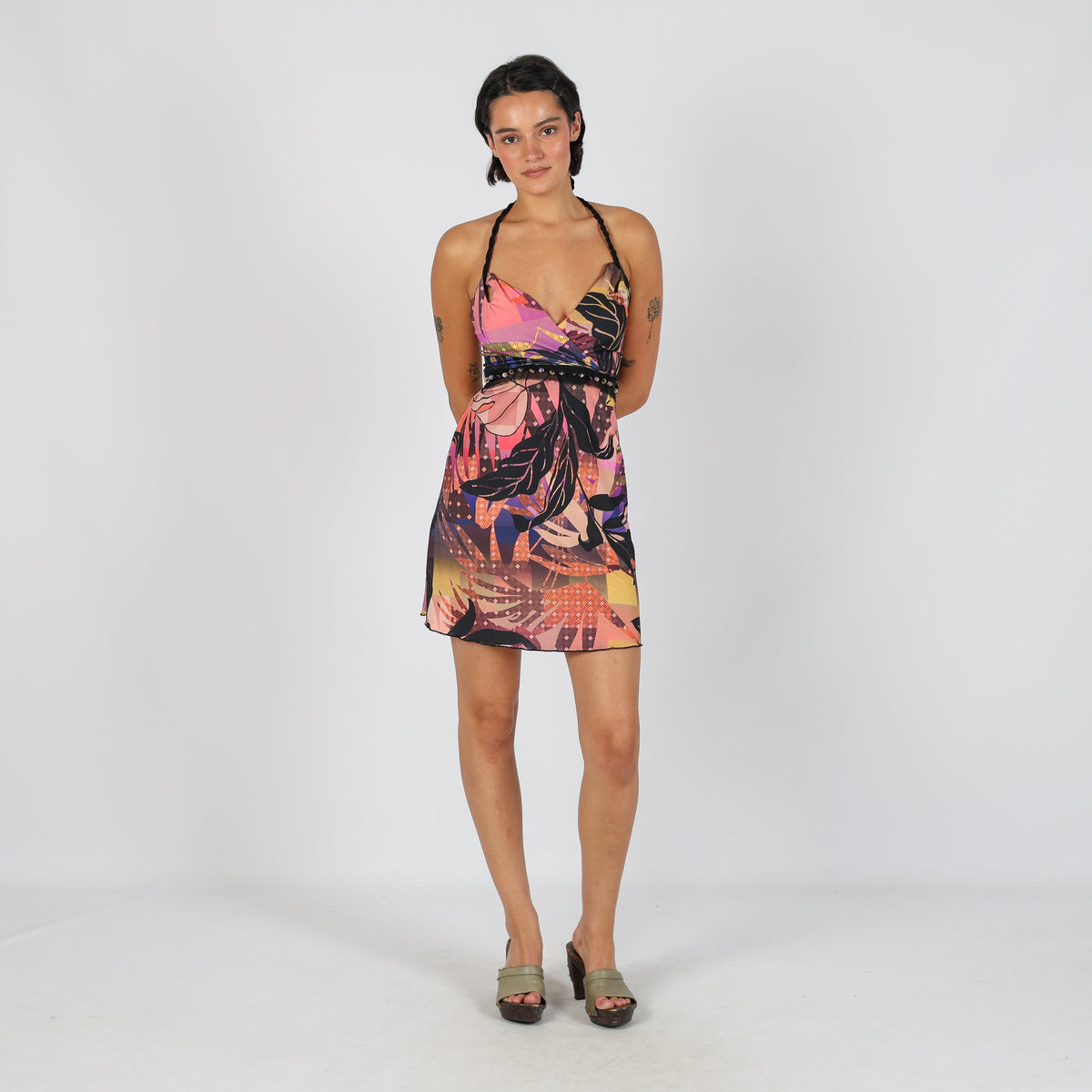 Multicoloured Y2K Eurofia Woven Mini Dress (XS)