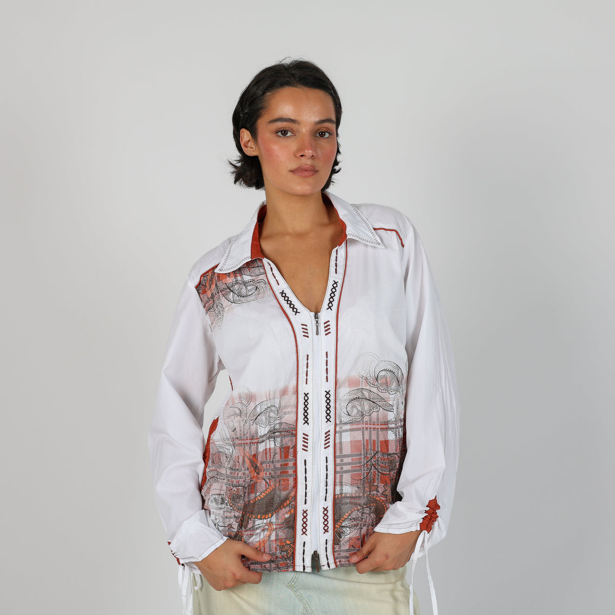 White Y2K Long Sleeve Top (XL)