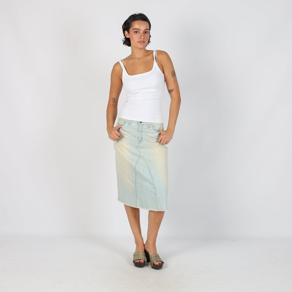 Blue Y2K Lee Denim Midi Skirt (M)
