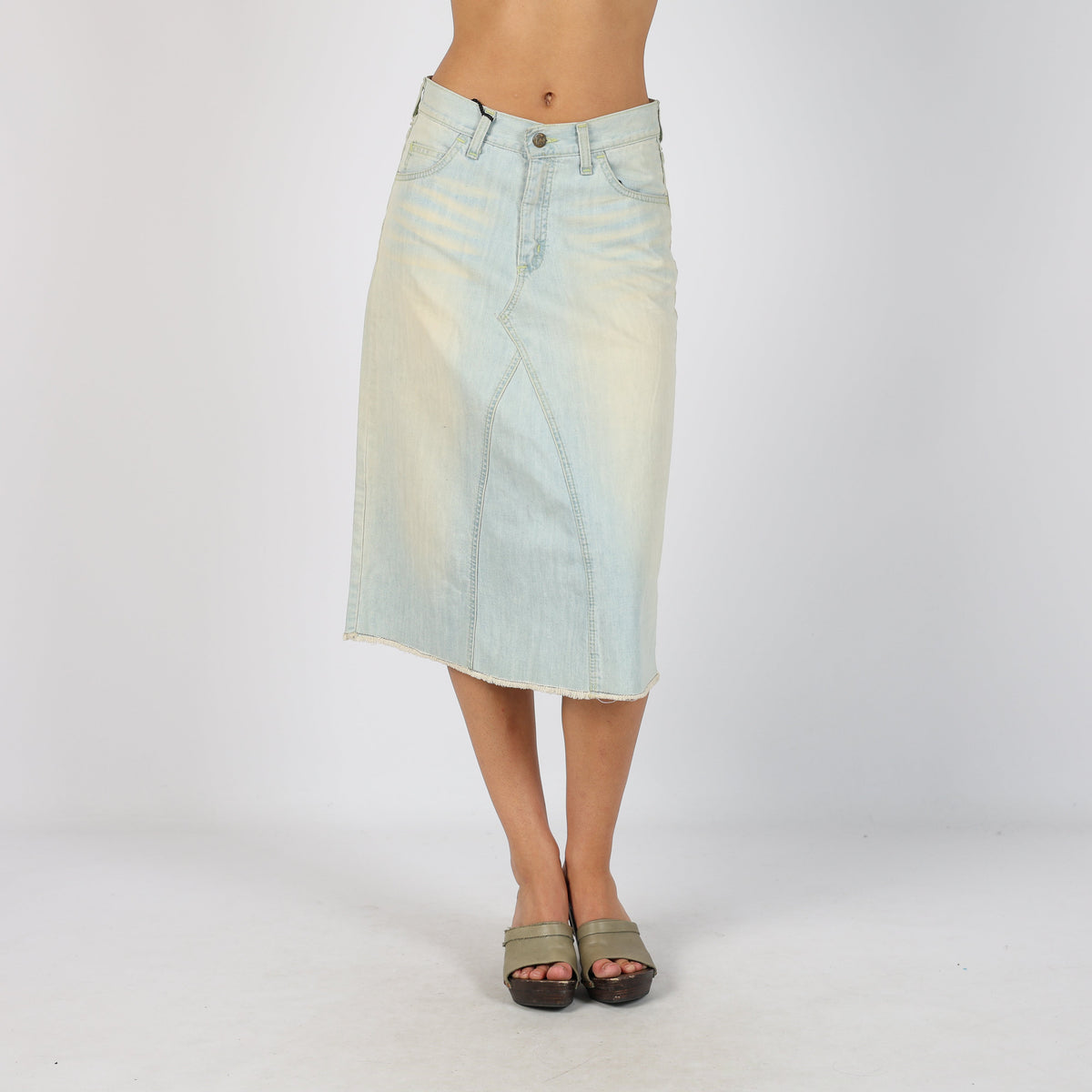 Blue Y2K Lee Denim Midi Skirt (M)