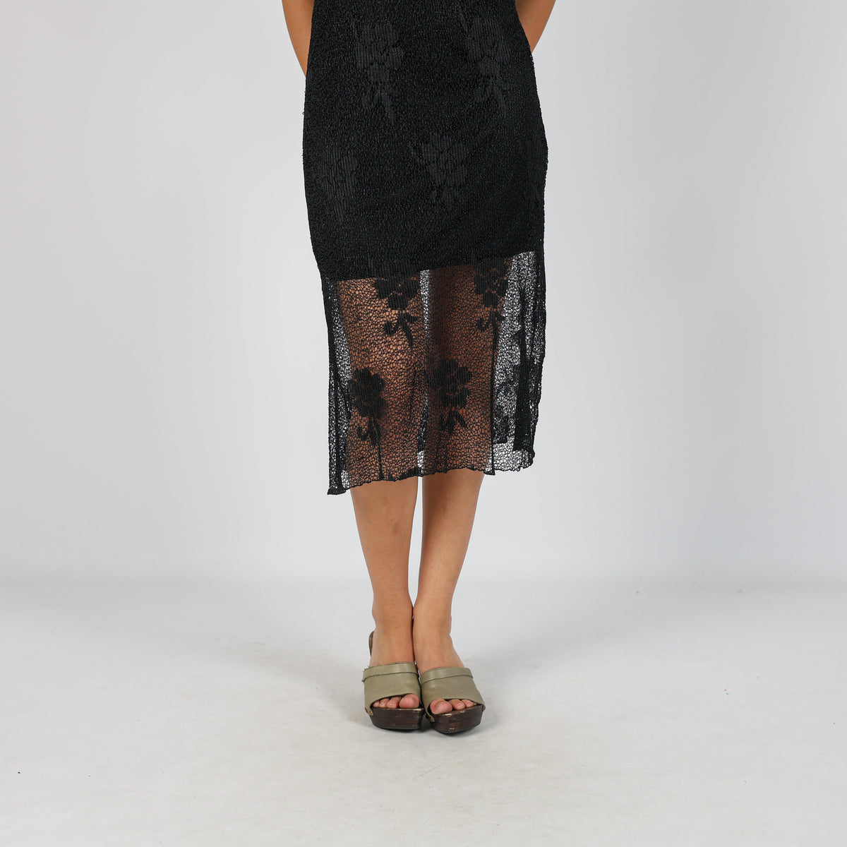 Black 90s Woven Midi Dress (S)