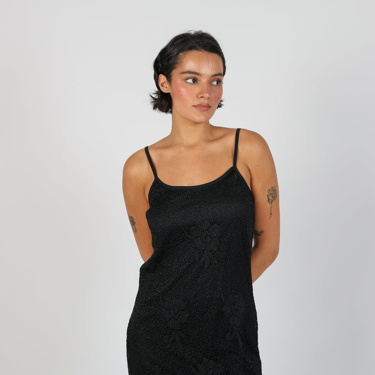 Black 90s Woven Midi Dress (S)
