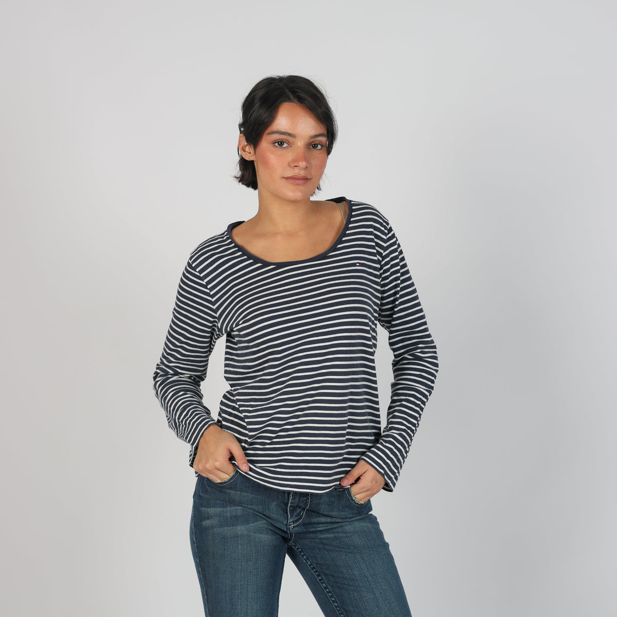 Black Y2K Tommy Hilfiger Long Sleeve Top (L)