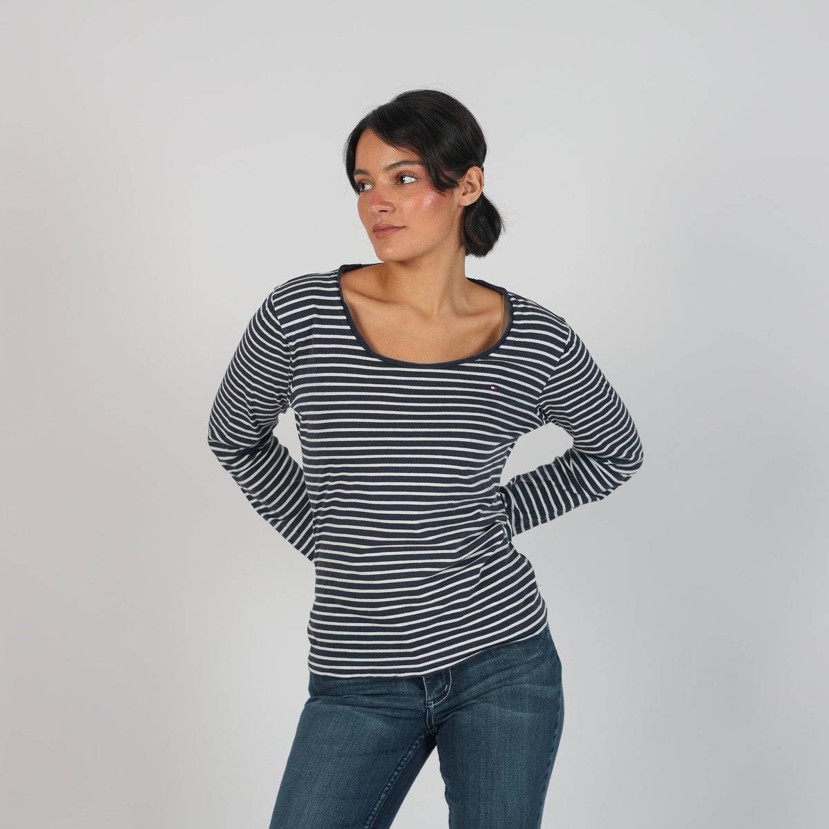Black Y2K Tommy Hilfiger Long Sleeve Top (L)